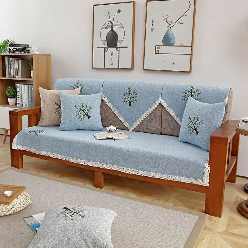 Plaid Canapé Coton Minimalist TRESPA Youth tree blue-70x120cm