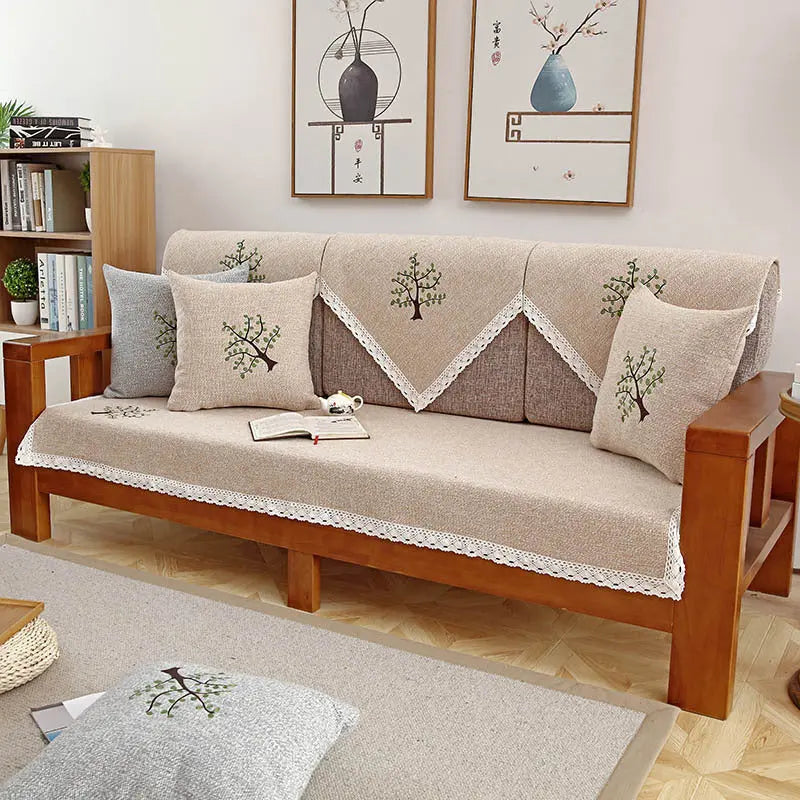 Plaid Canapé Coton Minimalist TRESPA Youth tree beige-110x240cm