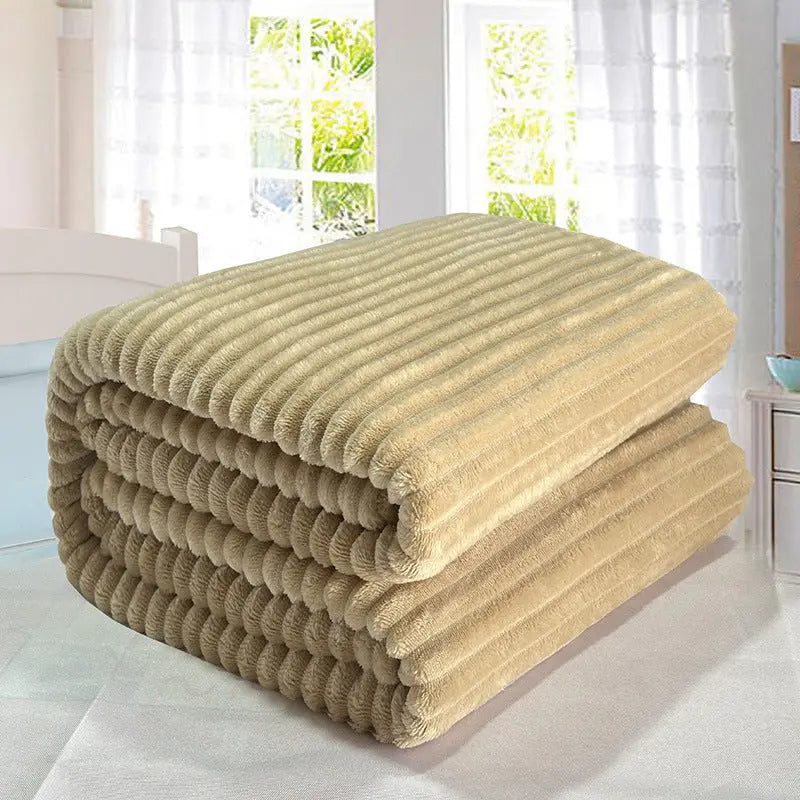 Plaid Canapé Doux LISA Khaki Camel-180cmx200cm Single Blanket