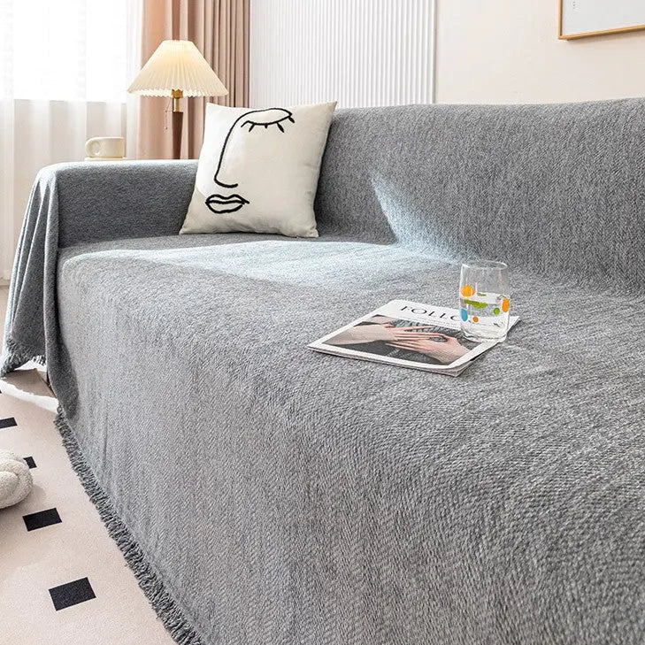Plaid Canapé Imperméable Chenille ANTELI Herringbone Gray-180x260cm