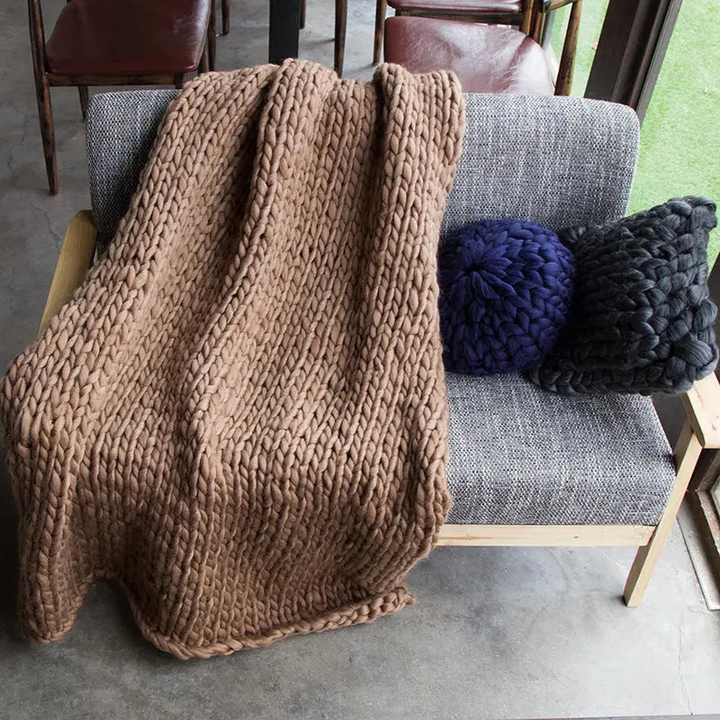 Plaid Canapé Jacquard TREVIS Dark khaki-60x60cm