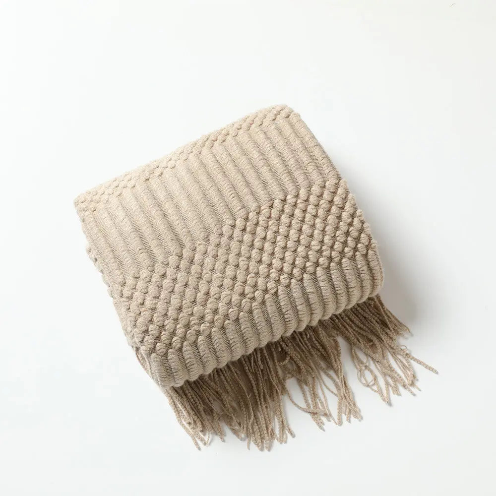 Plaid Canapé Modern AERO Khaki-127 X180CM Including Tassels