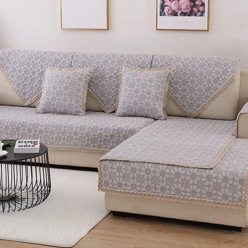 Plaid Canapé Moderne Ensemble FLOREA SunflowerBeige-90x180