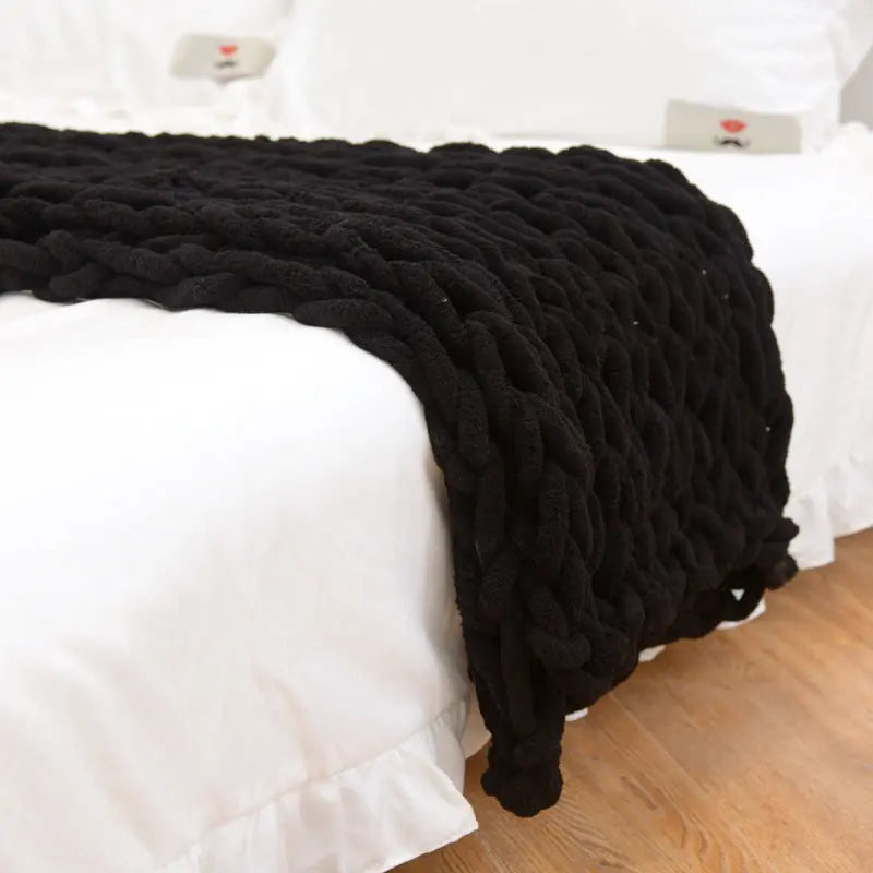 Plaid Canapé Tricot YARNEXA Black-100x120