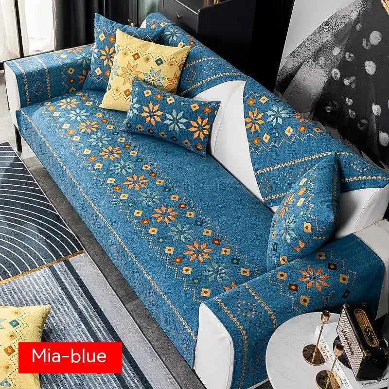 Plaid Canapé Universel Chenille IVY Blue-90 × 70