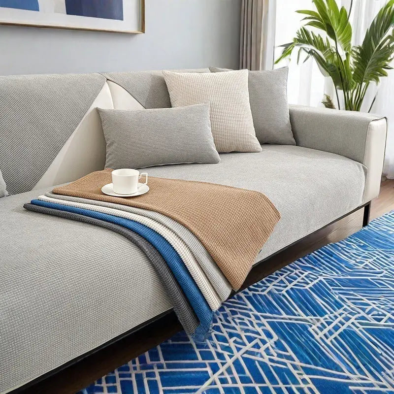 Plaid Canapé Velours Moderne SOFANTA Light Gray-90x120