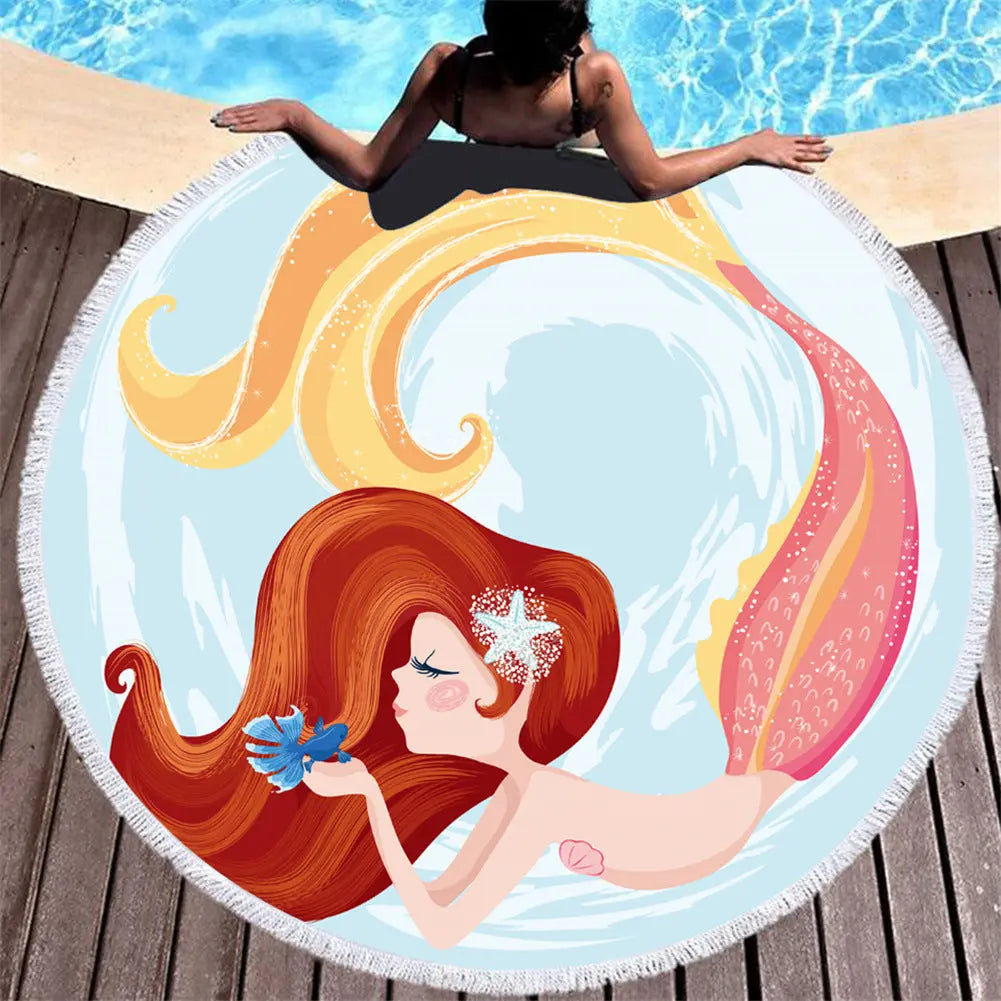 Serviette De Plage Sirène Rose MELODY C13-150X150cm