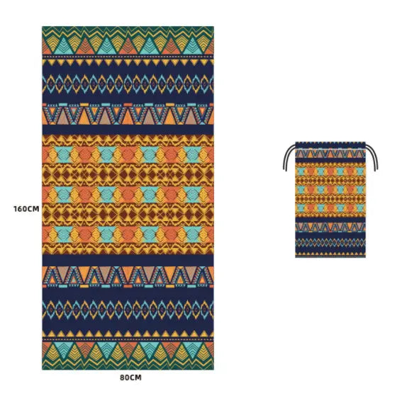 Serviette Plage Microfibre VAIANO Amber Bohemian-80x160cm printed storage bag