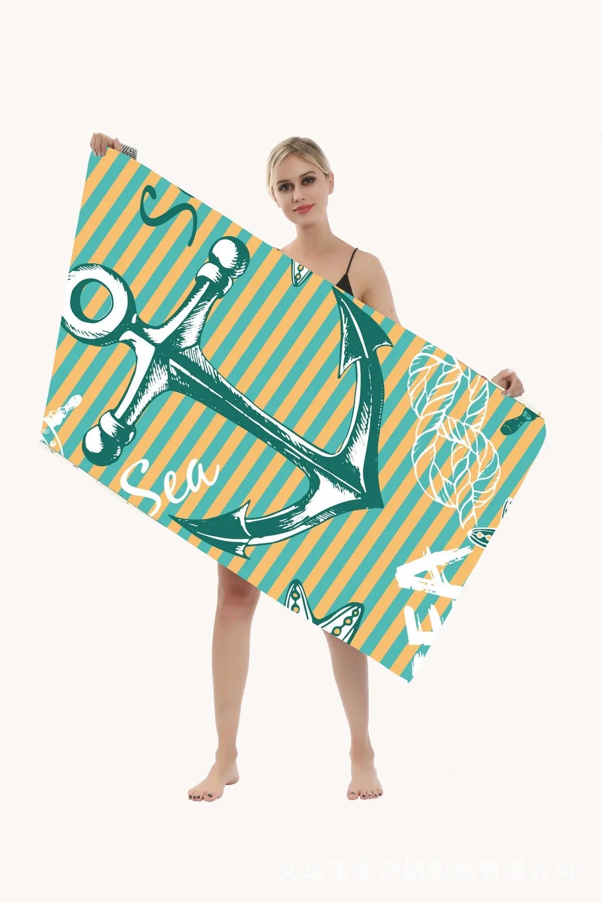 Serviette Plage Séchage Rapide TURBLAX Green Boat Anchor-80X160cm