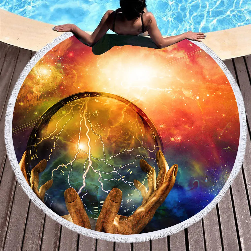 Serviette de Plage Ronde Retro BELLA 1-150X150cm