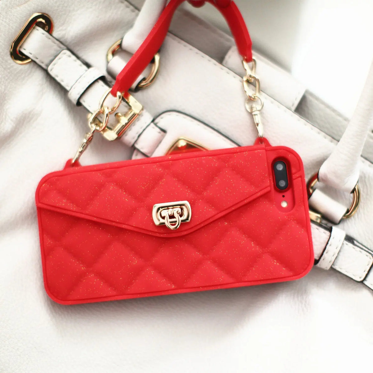 Coque Téléphone Chic FURENA Red-With card chain-iPhone12pro max