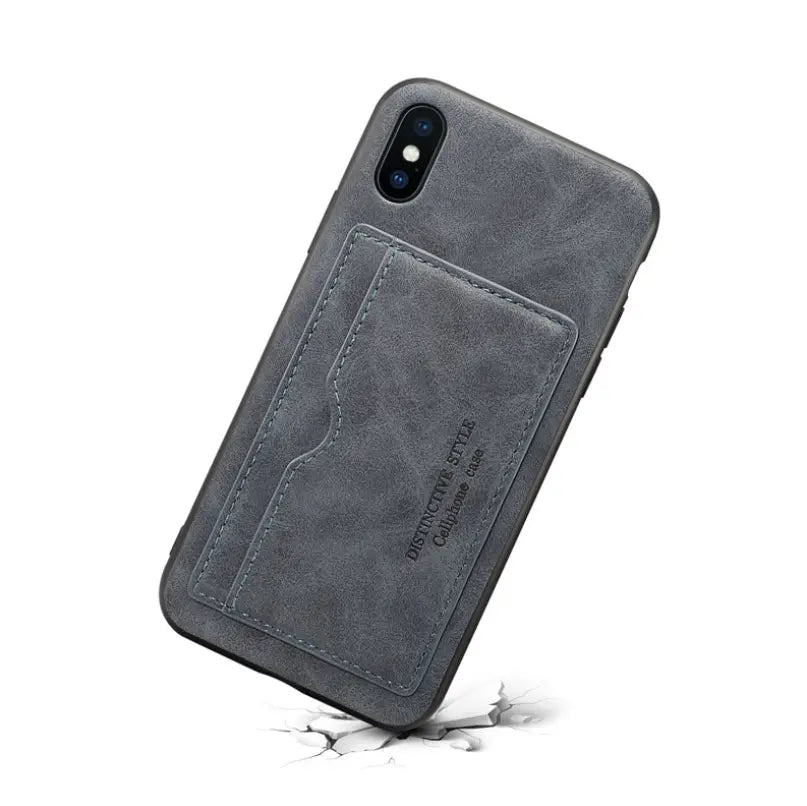 Coque Téléphone Cuir MagSLIM Gray-S10plus