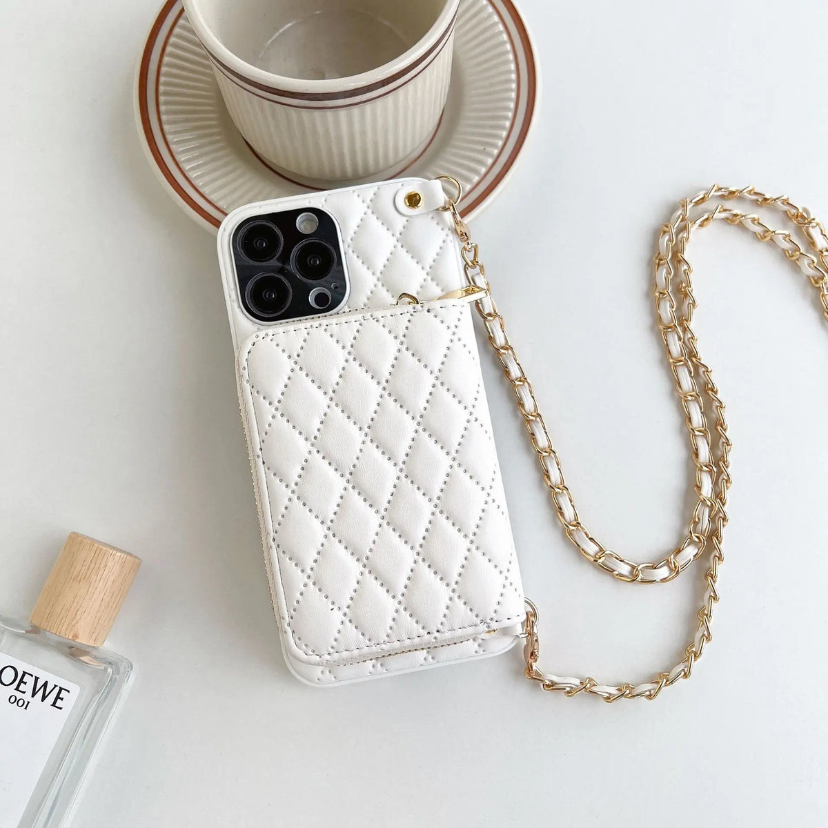 Coque Téléphone Luxe Lambskin RHOLO White-Apple 14promax