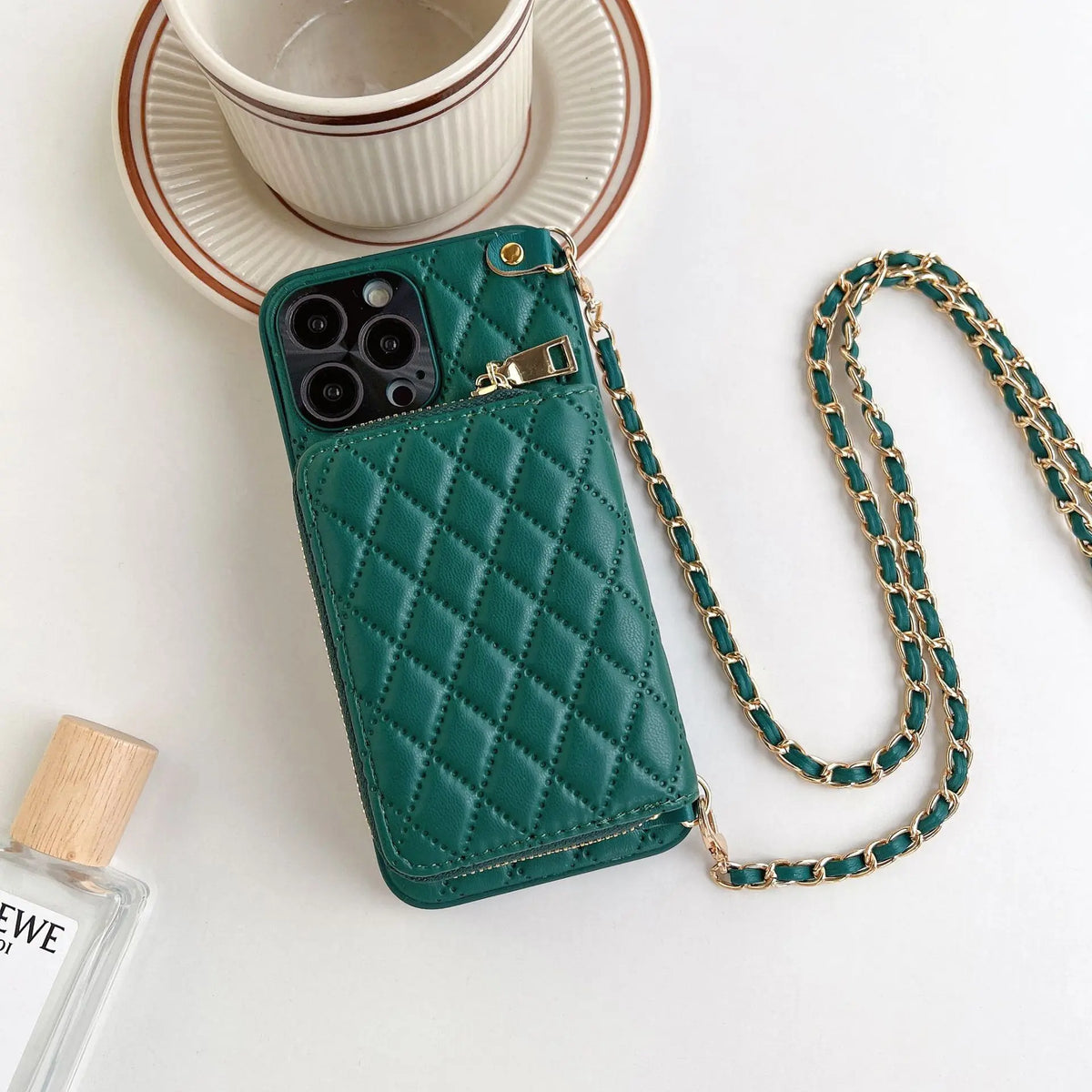Coque Téléphone Luxe Lambskin RHOLO Dark Green-Apple 15Promax