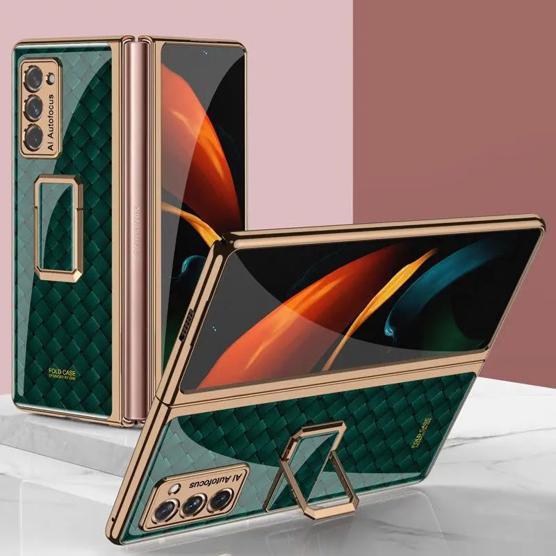 Coque Téléphone Verticale Lux CLCKQ Woven green pattern-SM Galaxy Z Fold2