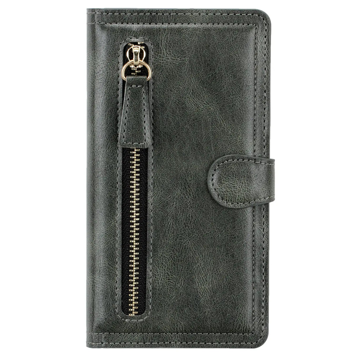 Coque de Téléphone Cuir Zippé ZALTAN Grey-IPhone X