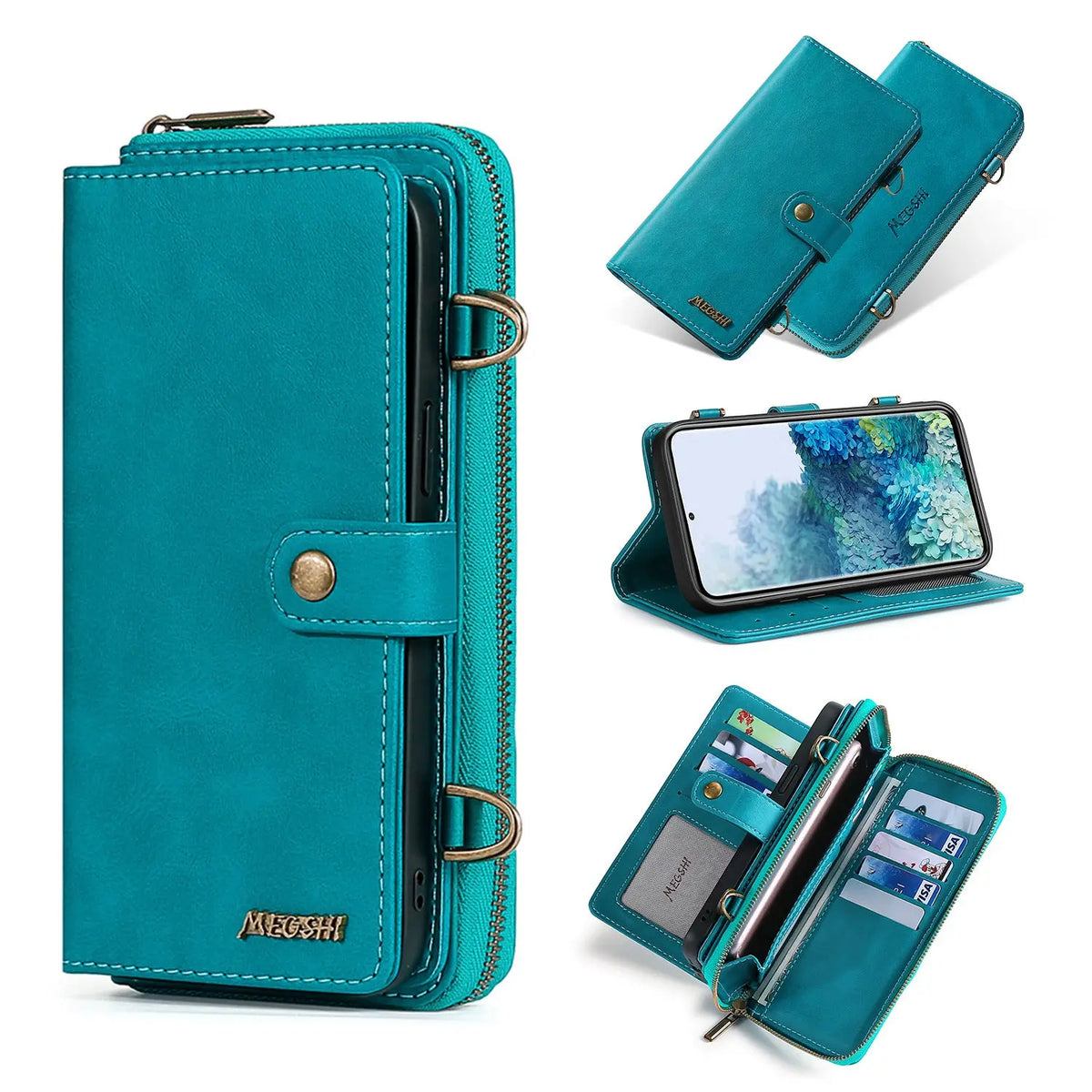 Coque de Téléphone Flip PU MEGSHI Blue-IPhone XS/X
