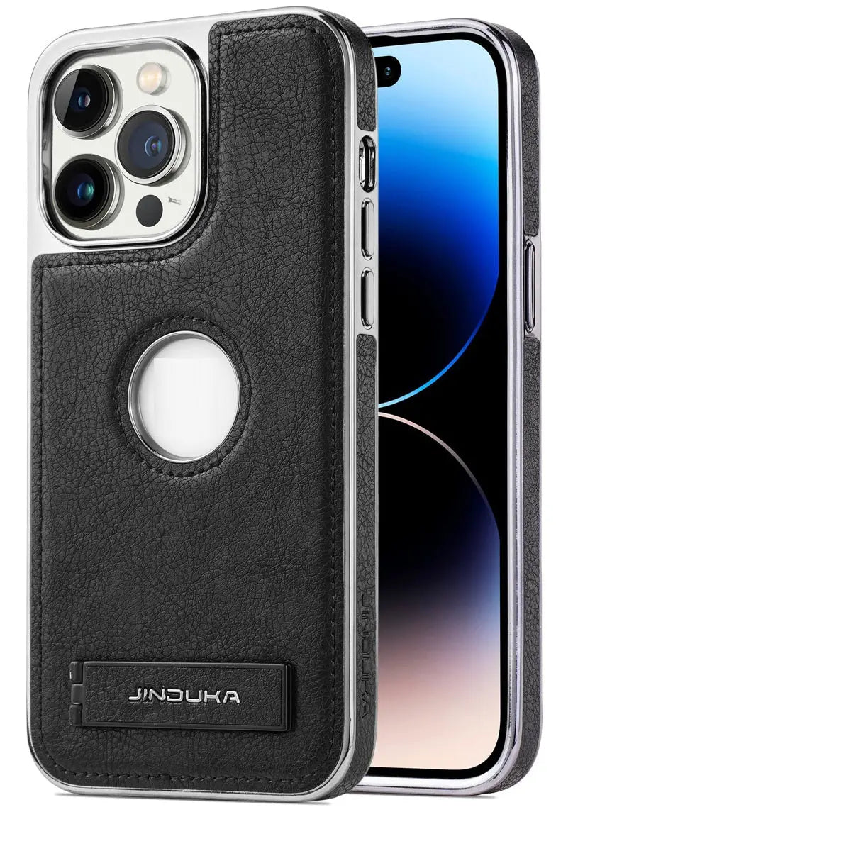 Coque de Téléphone Résistante LEATHAX Black-IPhone 14