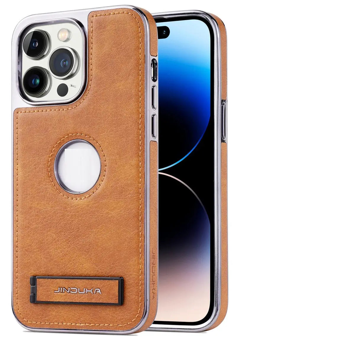 Coque de Téléphone Résistante LEATHAX Brown-IPhone 14