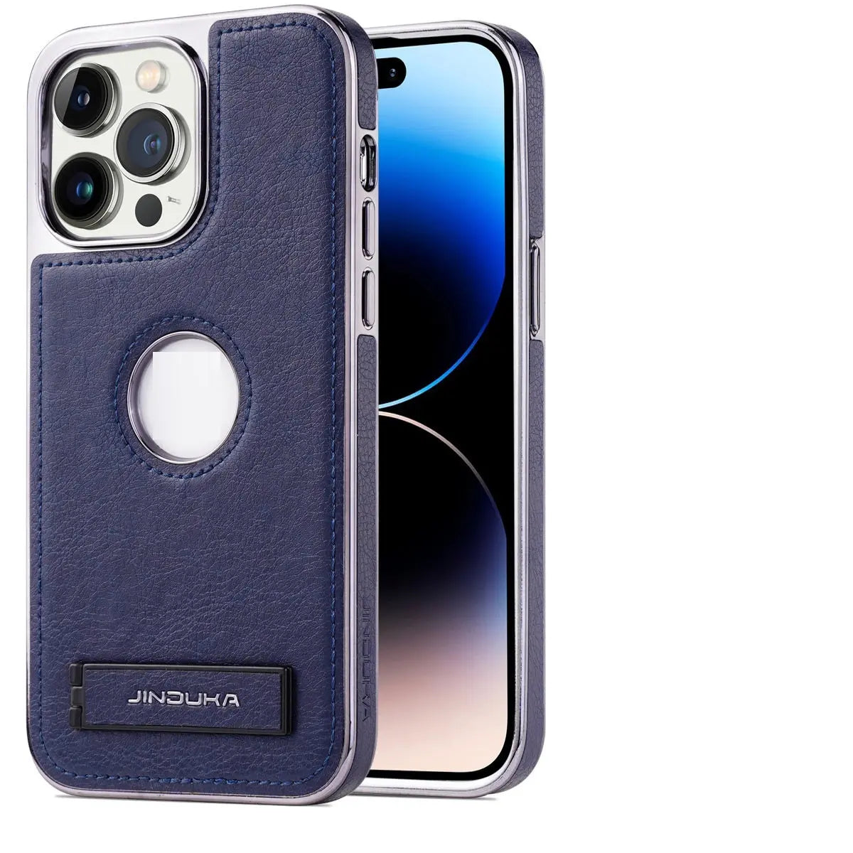 Coque de Téléphone Résistante LEATHAX Navy Blue-Iphone 13ProMax