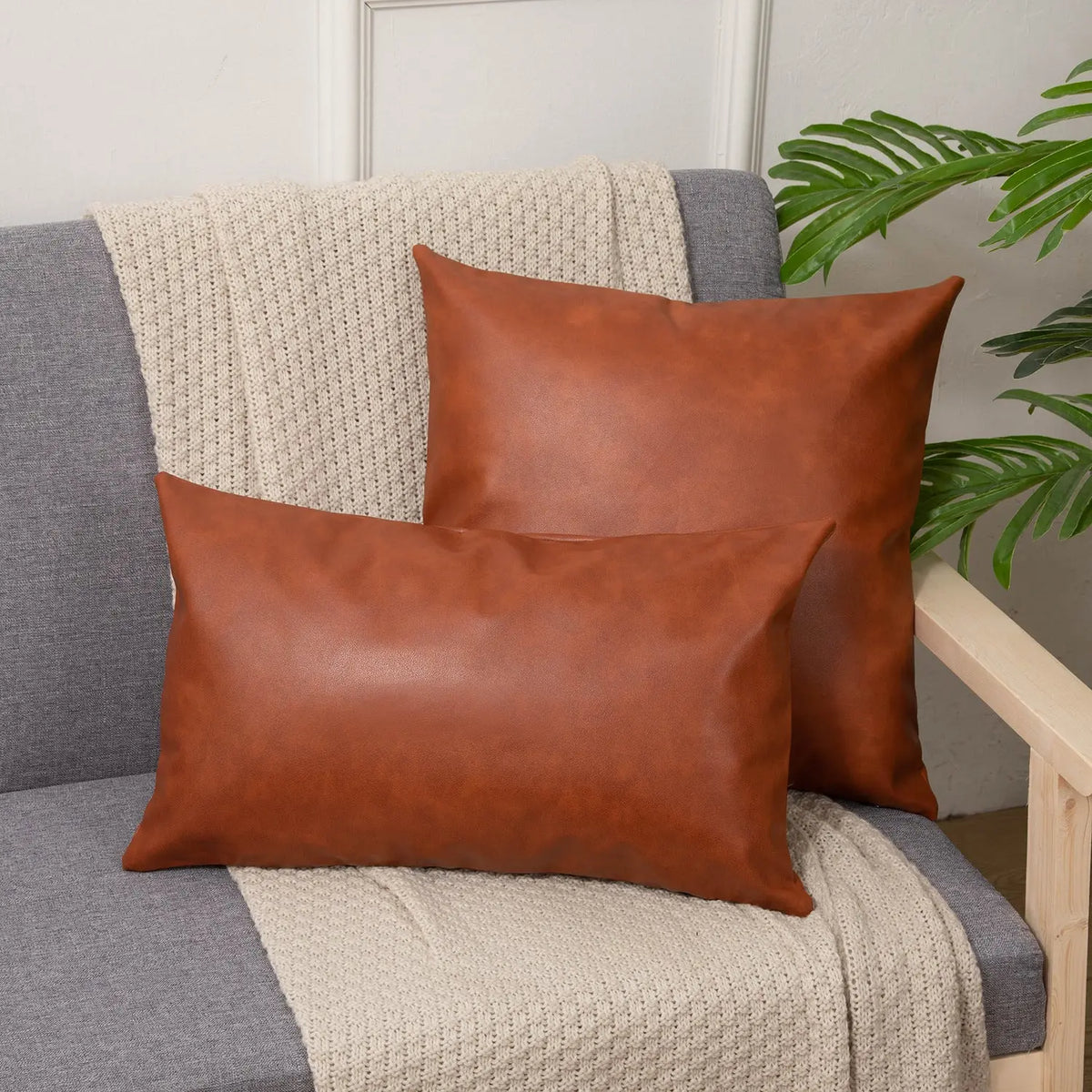 Coussin Canapé Cuir DEXTER Reddish Brown-30x50cm Pillowcase