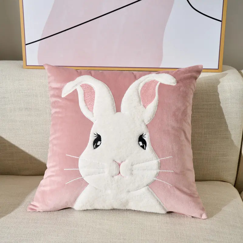 Coussin Canapé Décoratif FURFY Pink Rabbit-45X45 Pillowcase
