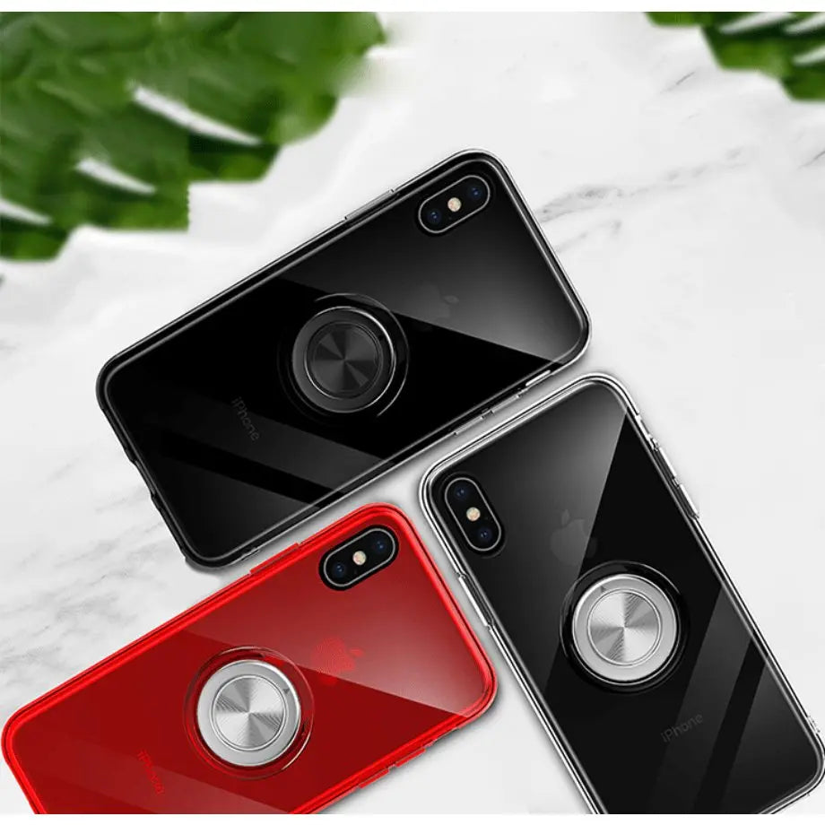 Étui de téléphone transparent à anneau magnétique pour iPhone - Housse De France