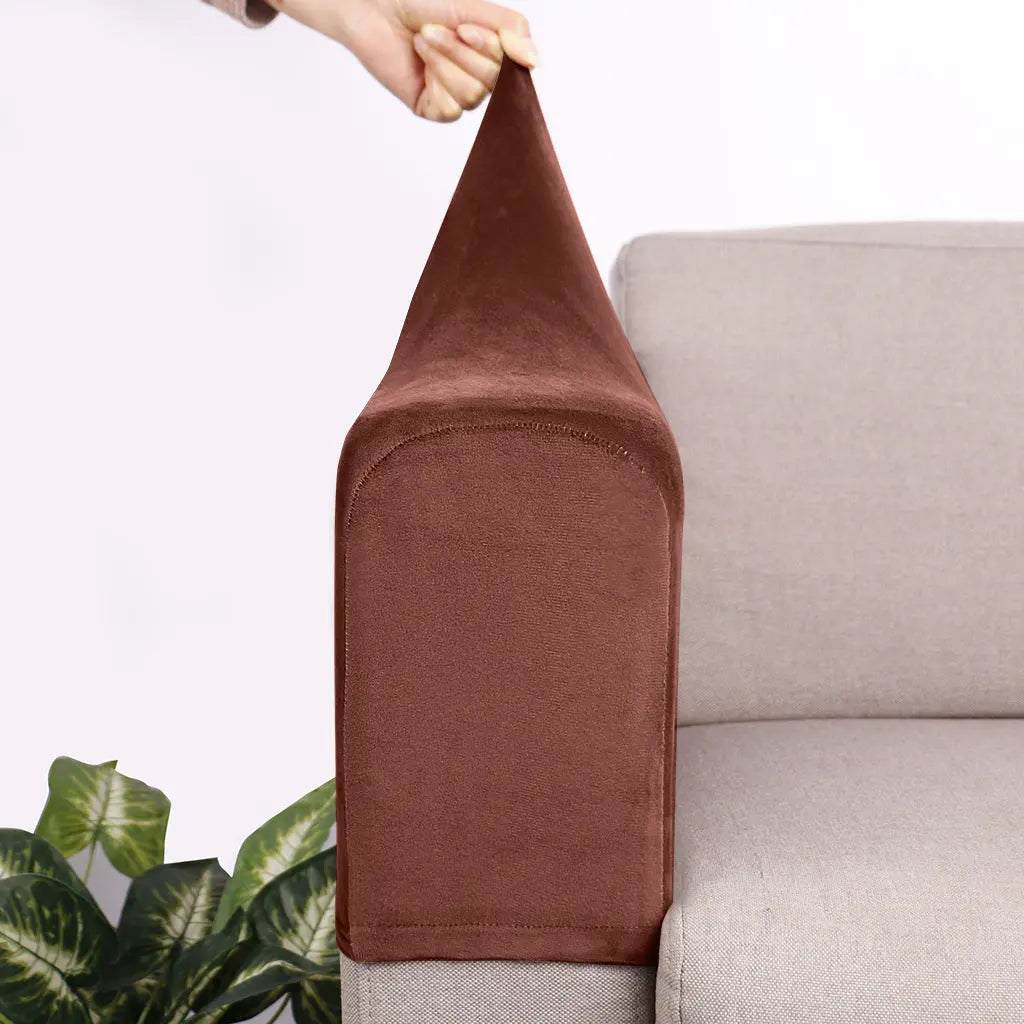 Housse Accoudoir Velours Moderne FOXYLE Brown-Free Size A Set Of 2