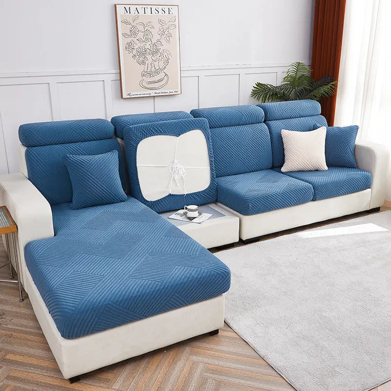 Housse Assise Canapé Extensible ZENOA Lake Blue-Big Headrest