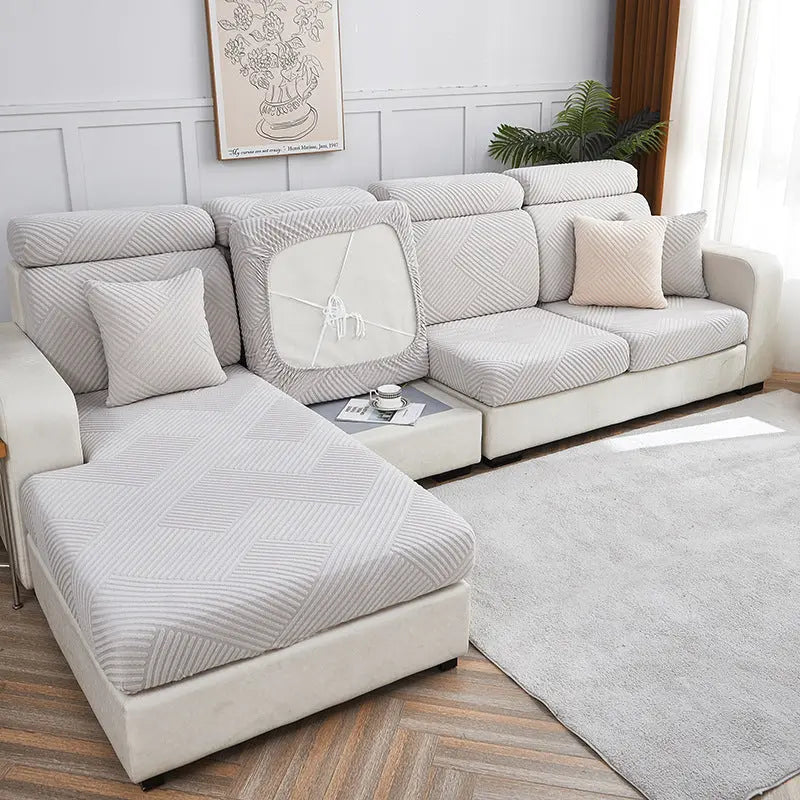 Housse Assise Canapé Extensible ZENOA Light Gray-enlarge Single person