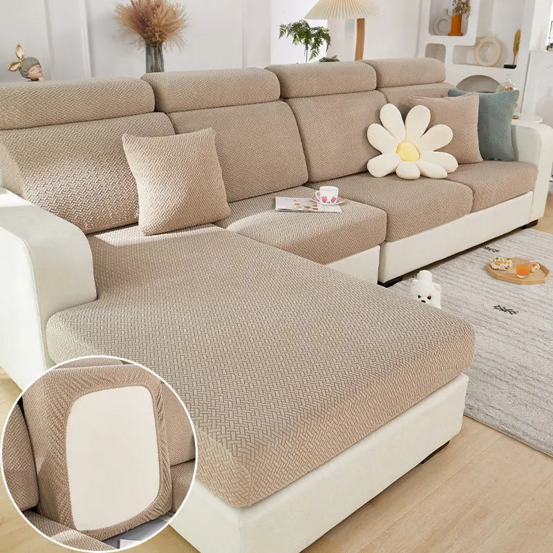 Housse Assise Canapé Moderne EVOLI Light Camel Coffee-Headrest S