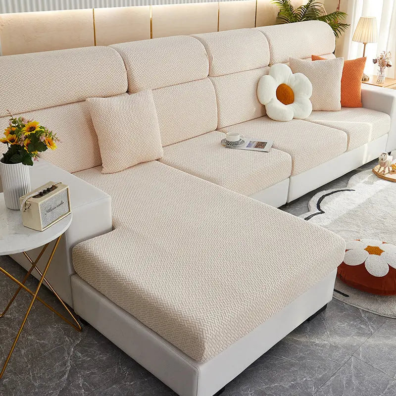 Housse Assise Canapé Universelle LAPEO Offwhite-Backrest-L