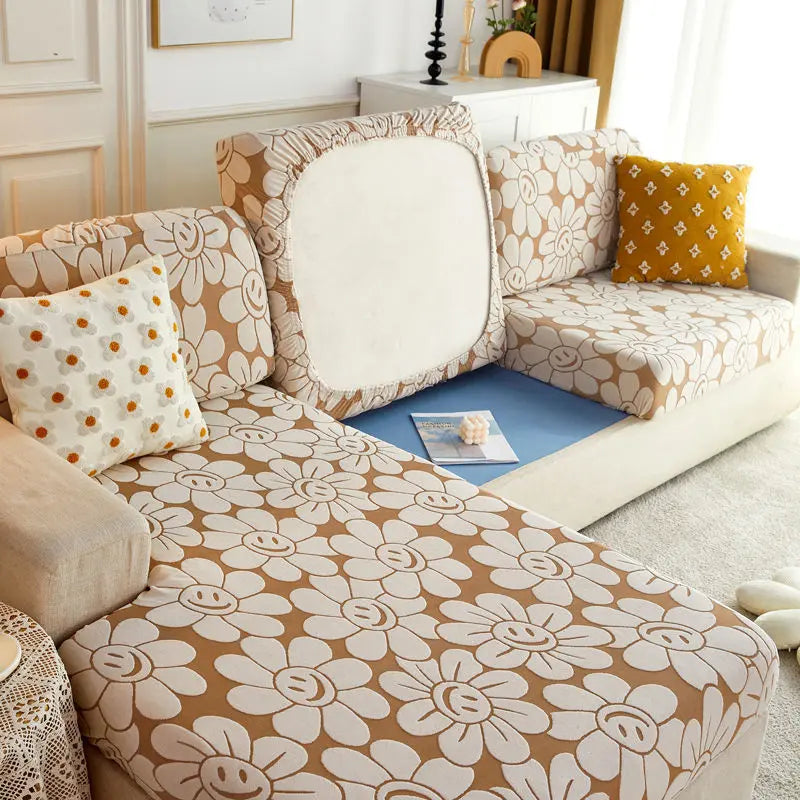 Housse Assise Canapé Élastique JACQUO Sunflower khaki-Length160x190cm