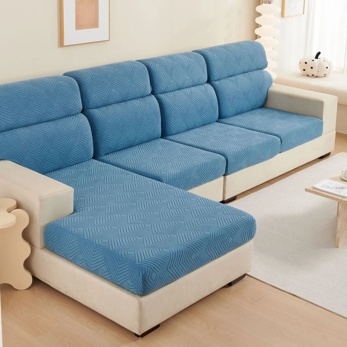 Housse Assise Velours JACQVEL Time Sofa Height Blue-Large Double M