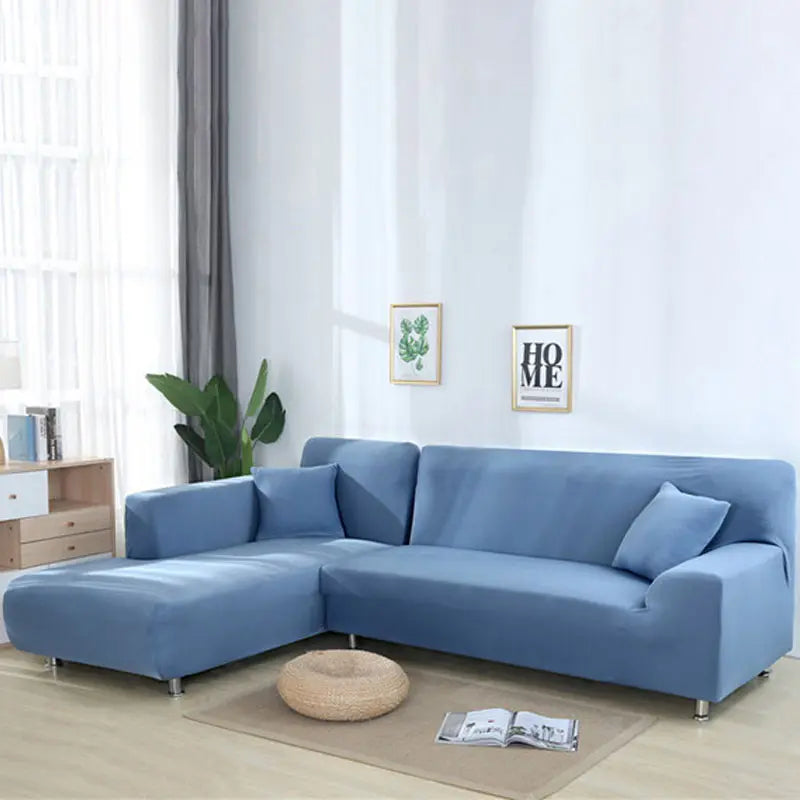 Housse Canapé Elastique L-Shape SOLARY Grey blue-B