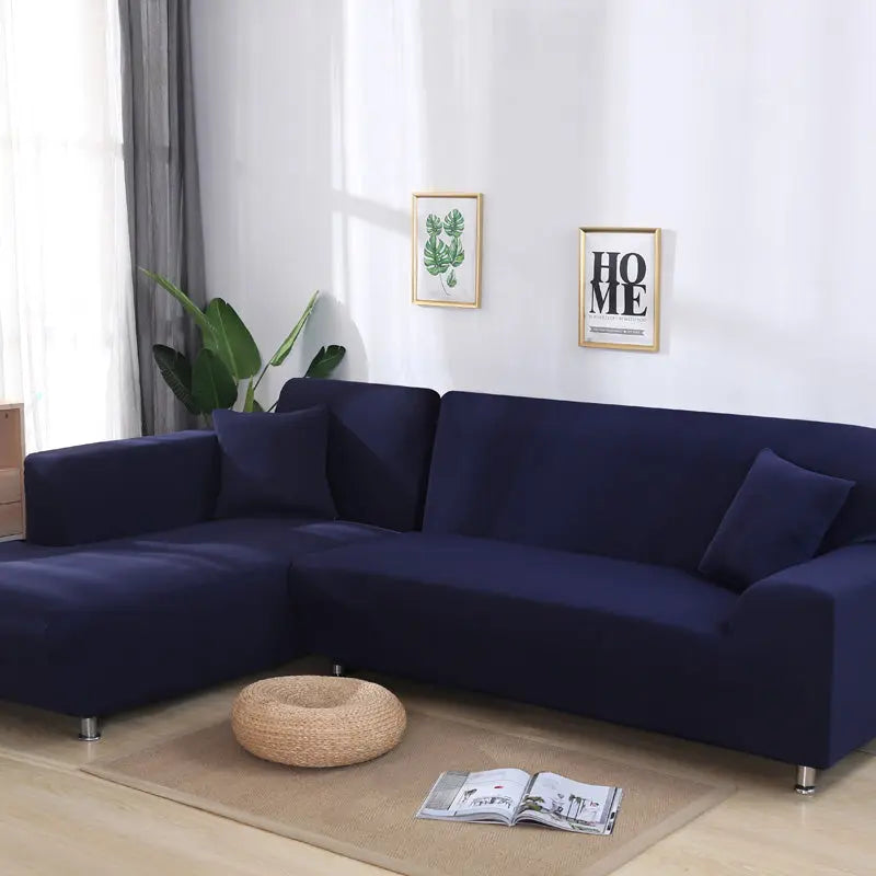 Housse Canapé Elastique L-Shape SOLARY Navy Blue-A