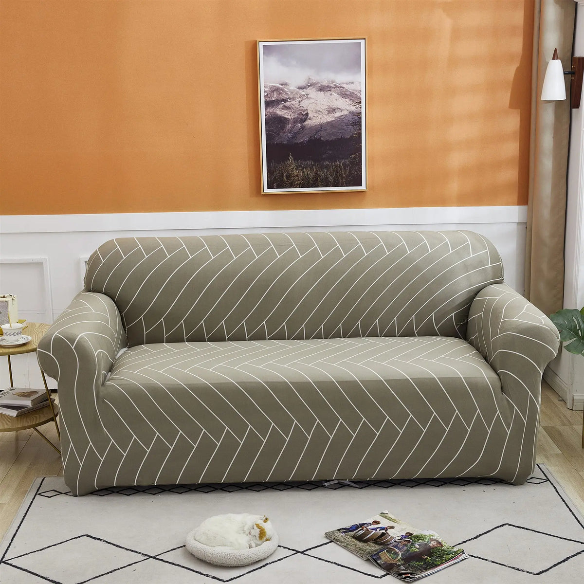 Housse Canapé Moderne SILKXO Gray With Squares-Four