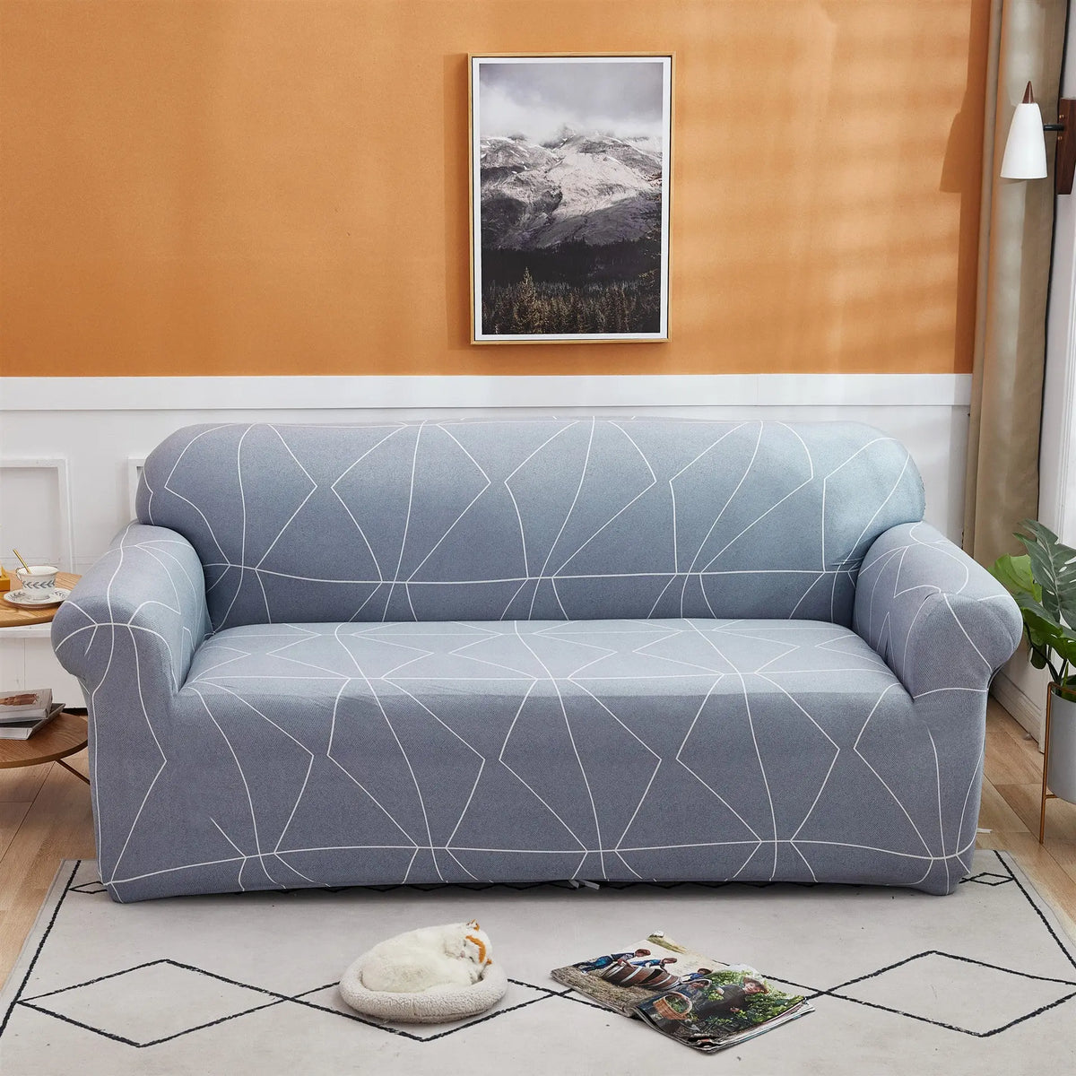 Housse Canapé Moderne SILKXO Blue Lines-Double
