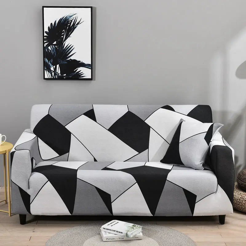 Housse Canapé Multistyle EMMA Black, White And Gray-Three person Seats