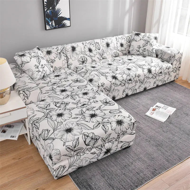 Housse Canapé Multistyle EMMA Small Black Flower-Double Seat