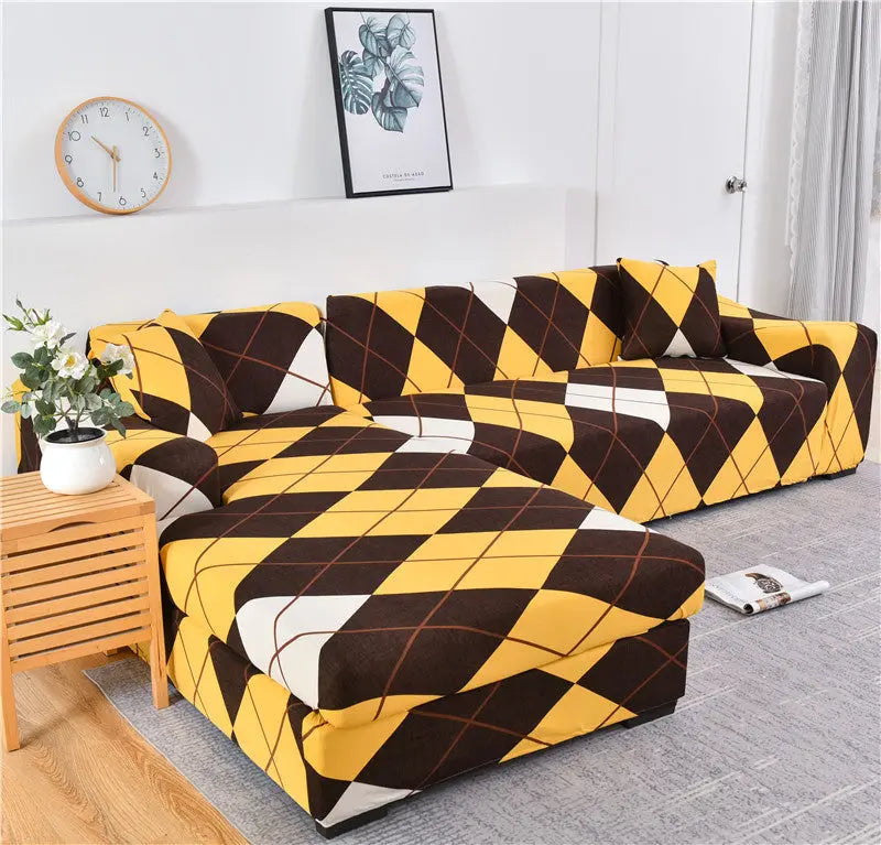Housse Canapé Multistyle EMMA Yellow Diamond Plaid-Double Seat