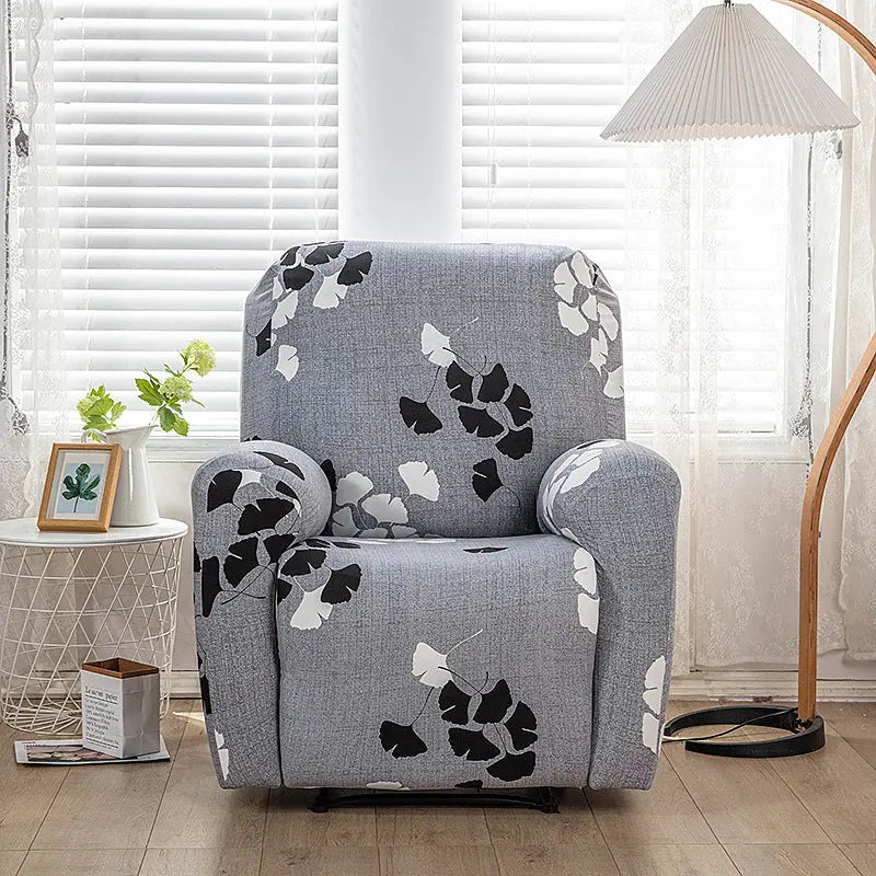 Housse Canapé Relax Imprimée LUXORA Maple leaves are grey-Chair cover 4piece set