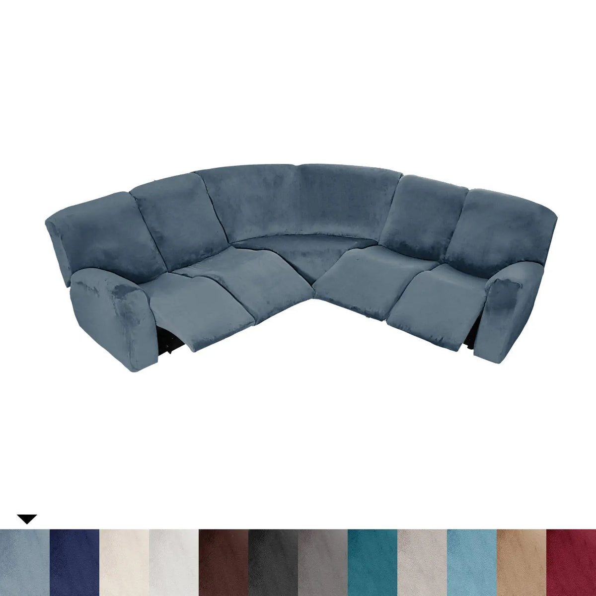 Housse Canapé Velours Moderne LUNARA Gray And Blue-Single Corner 1 Piece Set