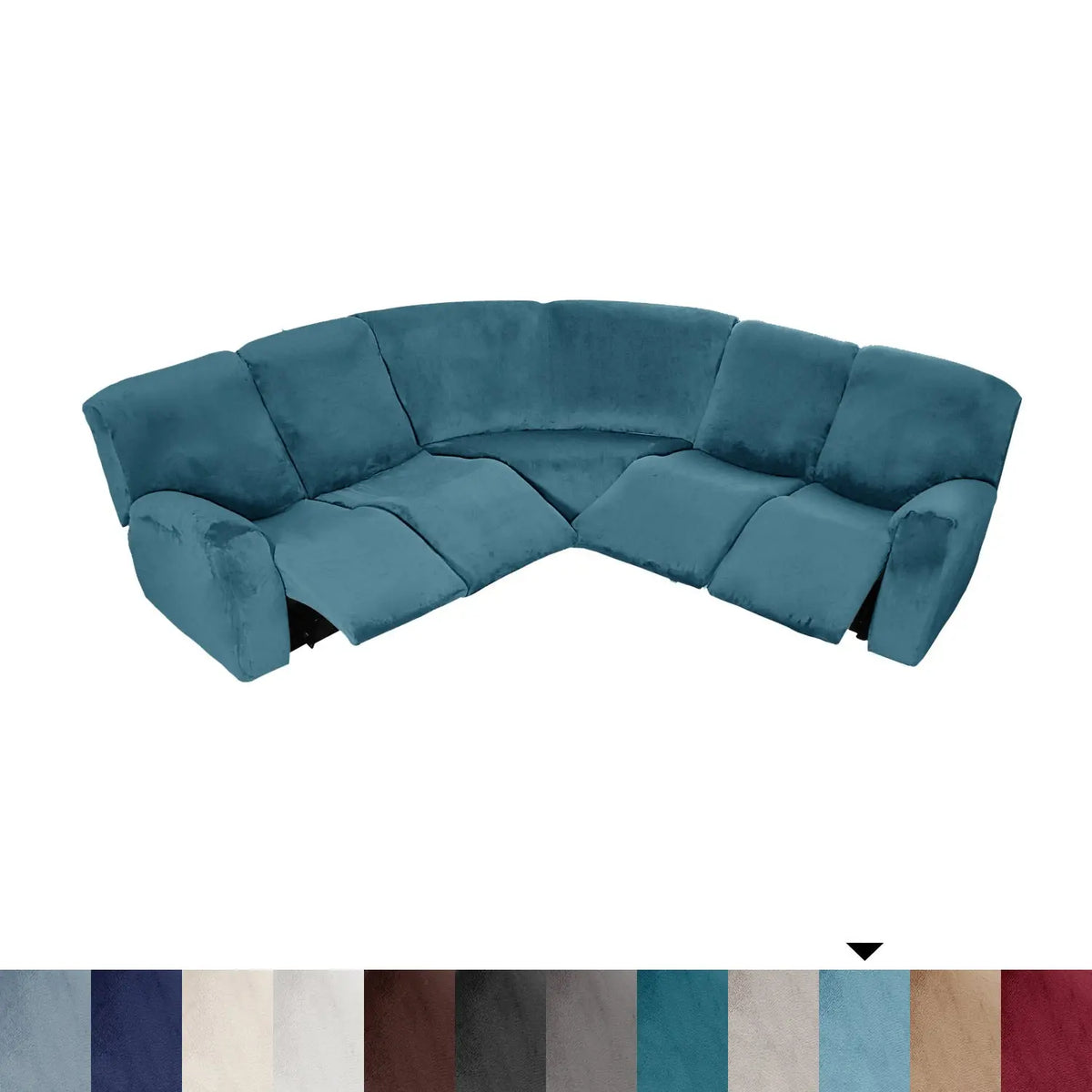 Housse Canapé Velours Moderne LUNARA Peacock Blue-7 Piece Set