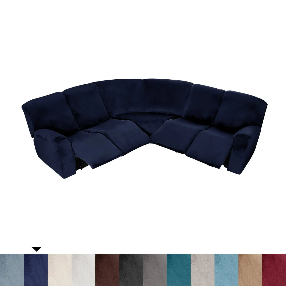 Housse Canapé Velours Moderne LUNARA Navy Blue-1 Set Of Single Recliner Seat