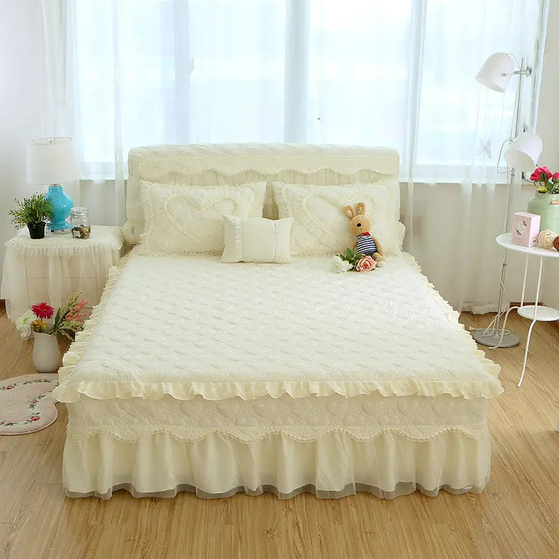 Housse De Matelas Antidérapante POLI 梦 Beige-180x 220cm-Bedskirt