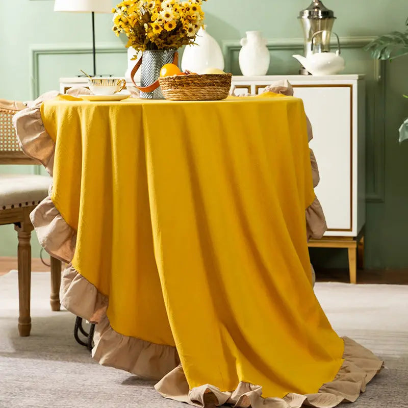 Housse Mange Debout Coton Nordique RONDAL Yellowbeige ruffle-140x140