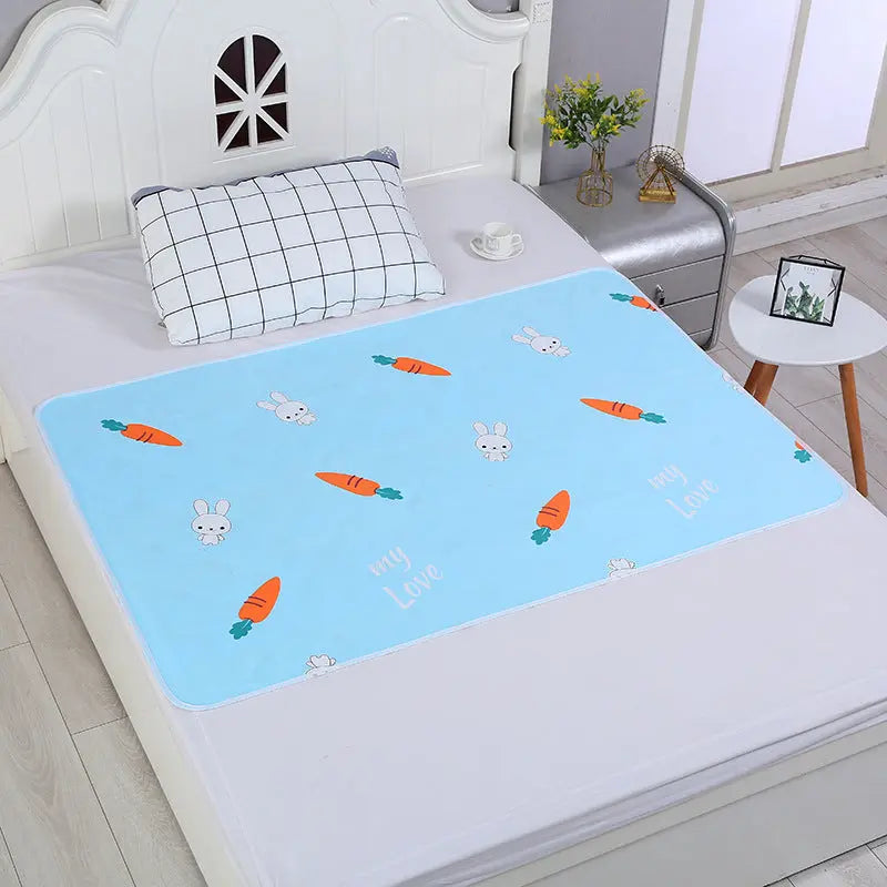 Housse Matelas Coton Écologique KIDOVO Blue white rabbit-100X150