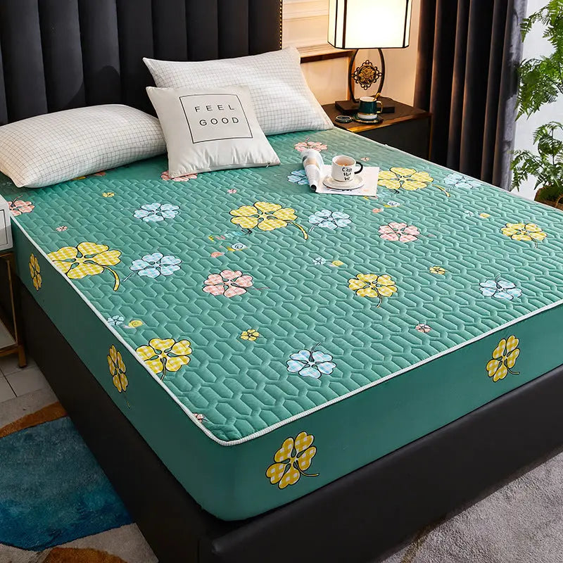 Housse Matelas Coton Quilted AMARI Green-90x200cm
