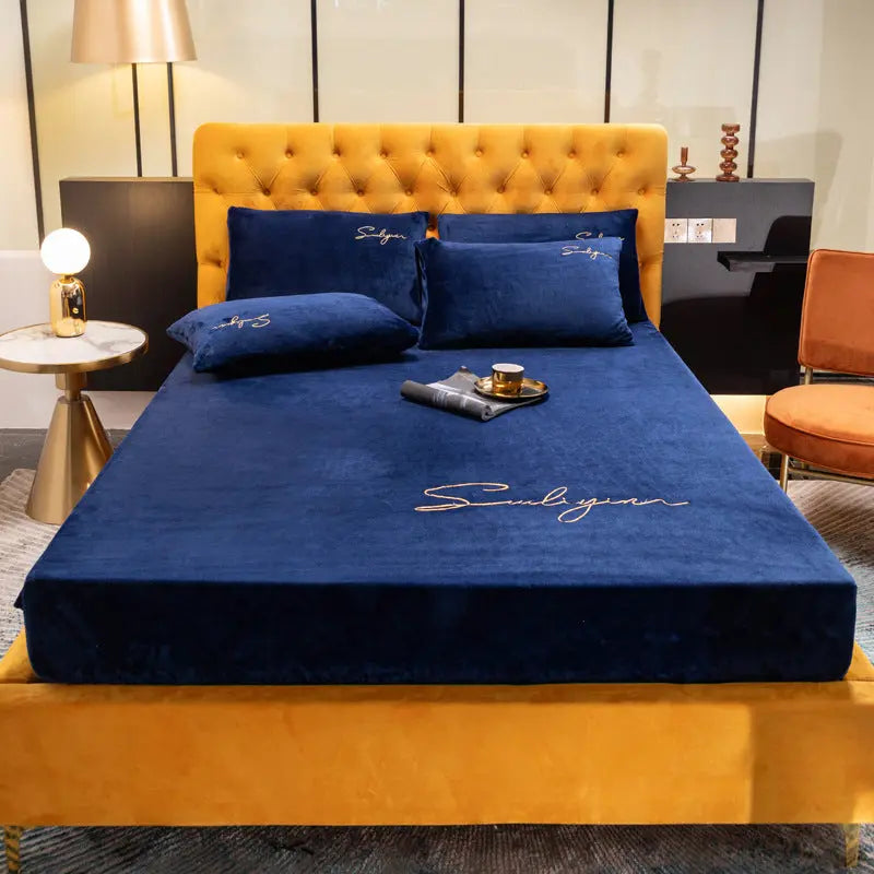 Housse Matelas Velours Moderne VELAVIA Blue-90x200cm